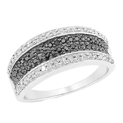 Romantic engagement rings for women -Sterling Silver 0.50CTW BLACK DIA FANCY RING