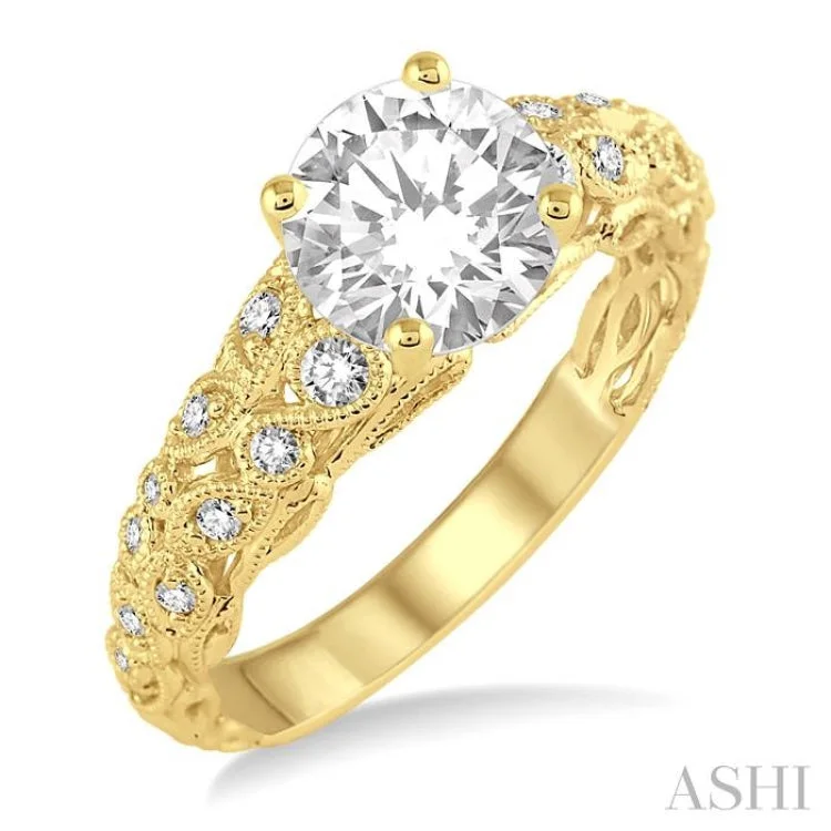 Wedding and engagement rings for women -1/5 ctw Diamond Semi-mount Engagement Ring in 14K Yellow Gold