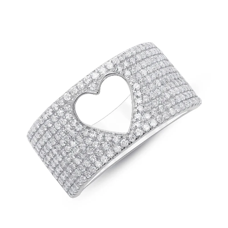 Triple-stone engagement rings for women -Diamond Heart Ring