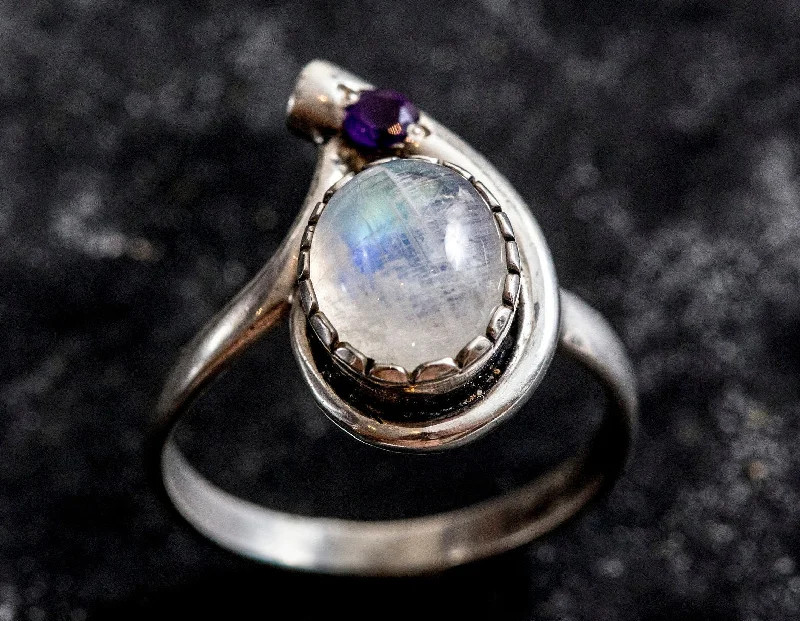 Large statement rings for women -Moonstone Teardrop Ring - Two Stone Ring - Vintage Moonstone Ring